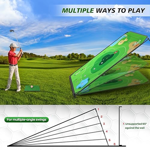 Miniatura 4 de Juego Portátil de Chipping de Golf para Papás y Golfistas Júnior, Diversión en Interiores, Exteriores, Patio Trasero y Césped con 24 Pelotas