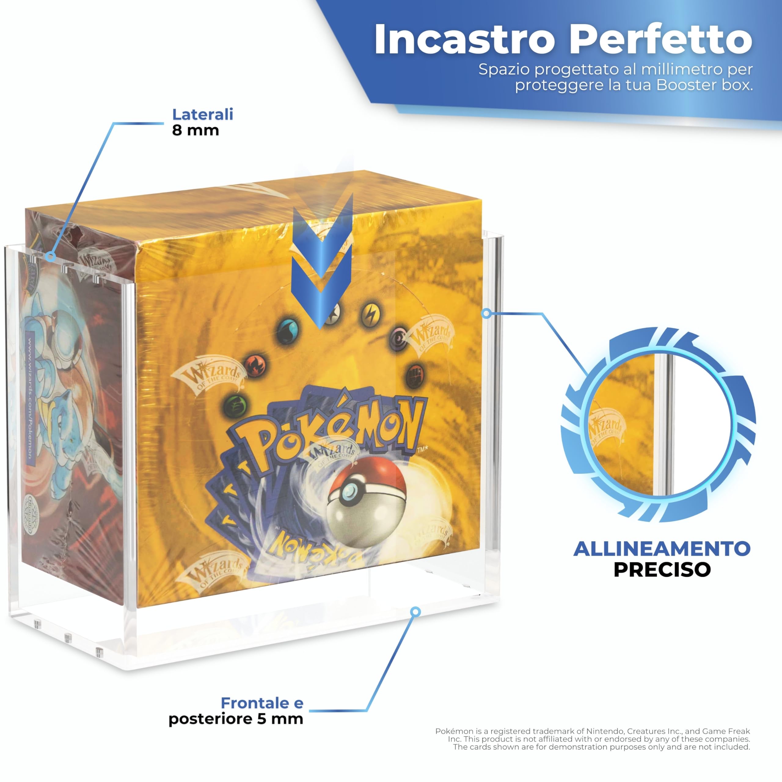 Protector Booster Box Pokémon in Plexiglass con Magneti N52 – Scatola Pokémon UV 99% Trasparente, Resistente e Impilabile