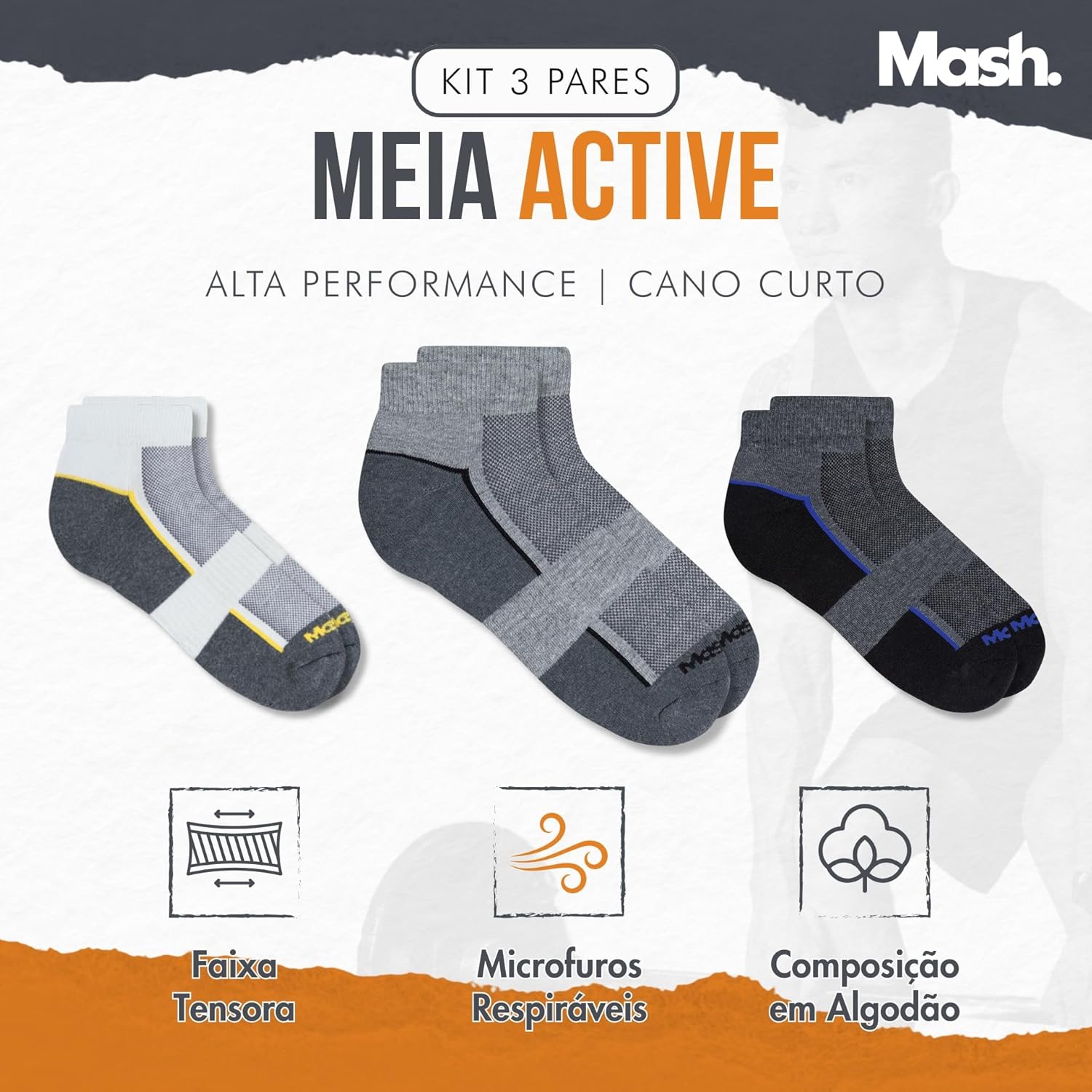 Kit 3 Pares Meia Sapatilha Mash Esportiva Alta Performance Masculino Adulto em promoção! Veja a oferta e mais achadinhos de Moda íntima 2 Hoje é o melhor dia para comprar Kit 3 Pares Meia Sapatilha Mash Esportiva Alta Performance Masculino Adulto com aquele preço maroto! Promoção! Aproveite a oferta! 2