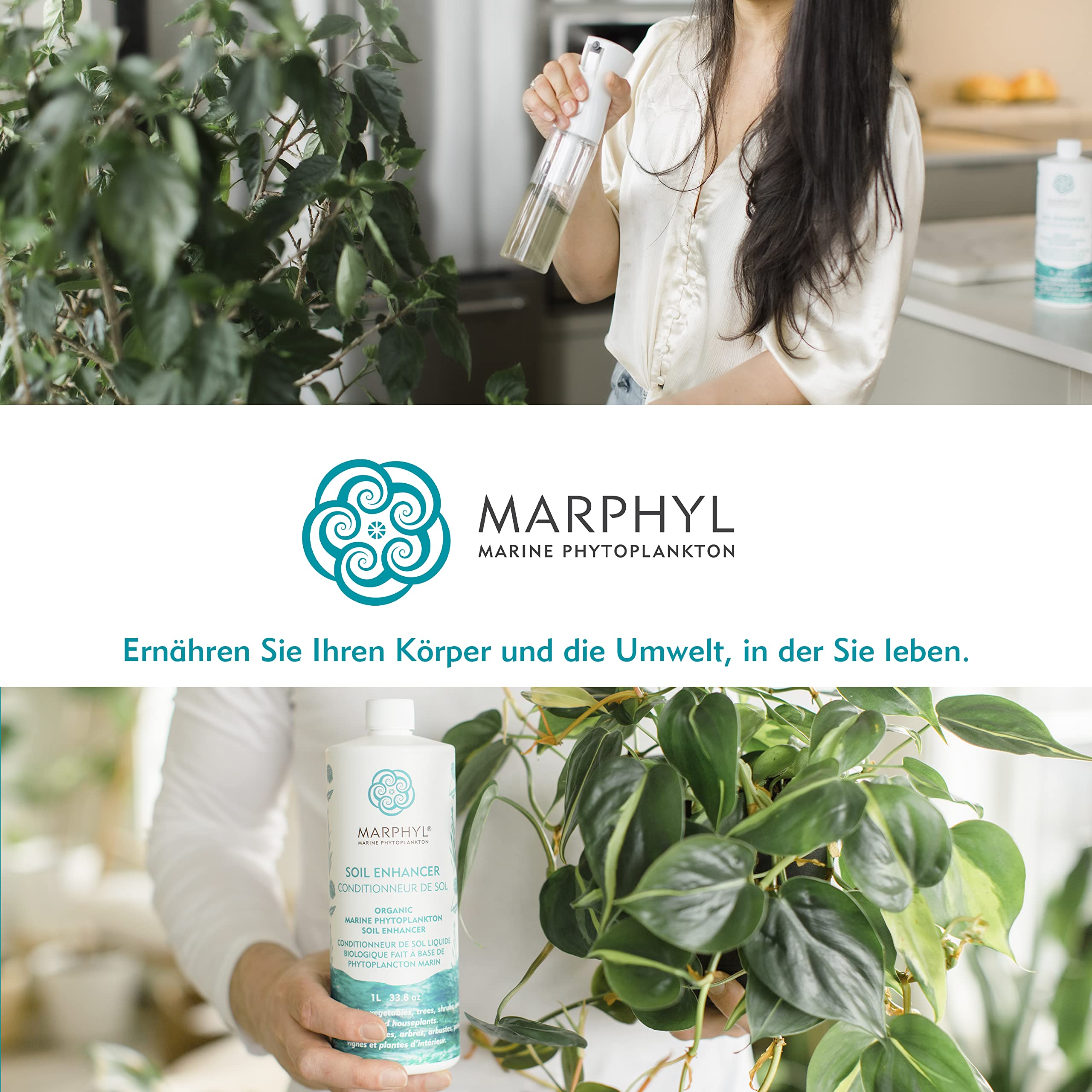 Pflanzen Dünger Zimmerpflanzen und Garten - Marine Phytoplankton Bodenverbesserer und Hydrokultur Dünger für Gräser, Blumen, Bambus, Sukkulenten, & Gemüse - MARPHYL Bio Pflanzendünger Flüssig