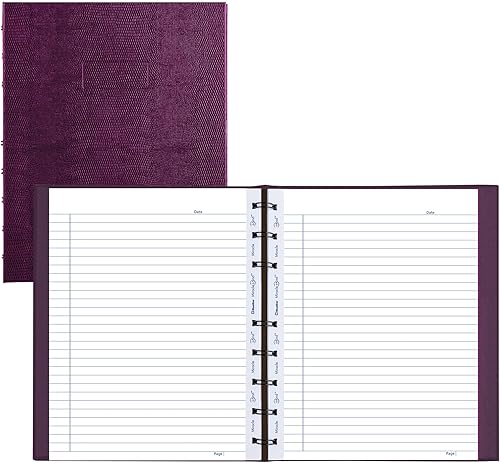 Blueline MiracleBind - Cuaderno recargable, tapa dura similar a un lagarto, 9.25 x 7.25 pulgadas, 150 páginas a rayas, uva (AF9150.95)