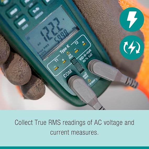 Extech EX623A 600A AC/DC Clamp Meter with IR and Dual Type K | True RMS, NCV, built-in IR thermometer, T1/T2 differential, LoZ, low pass filter, inrush, DC uA