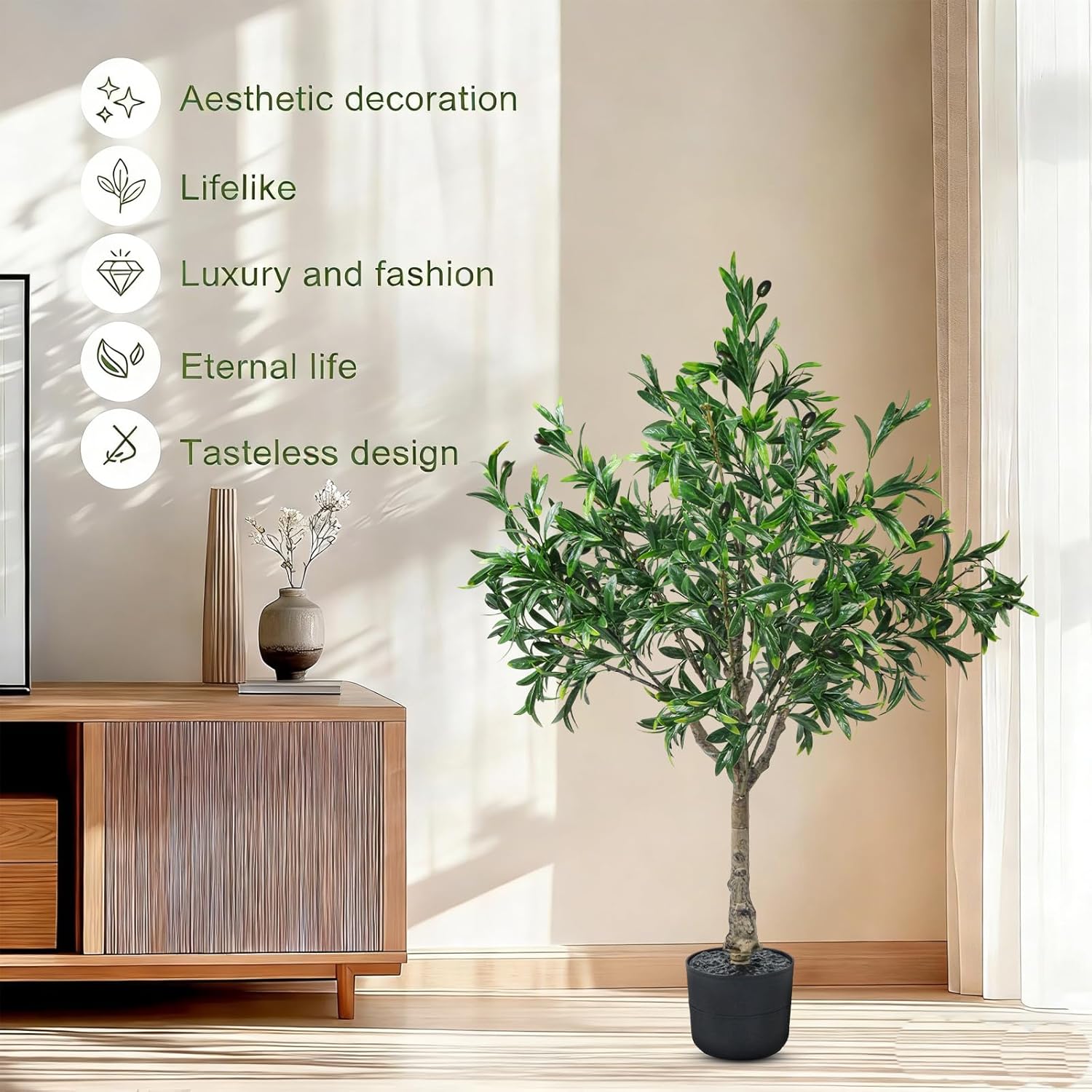 2PACK Faux Olive Tree Indoor Outdoor, 3.6FT Fake Tree Potted Artificial Olive Trees with Planter,Lifelike Fruits Leaves, Artificial Plants Indoor Fake Plants for Home Office Living Room Decor