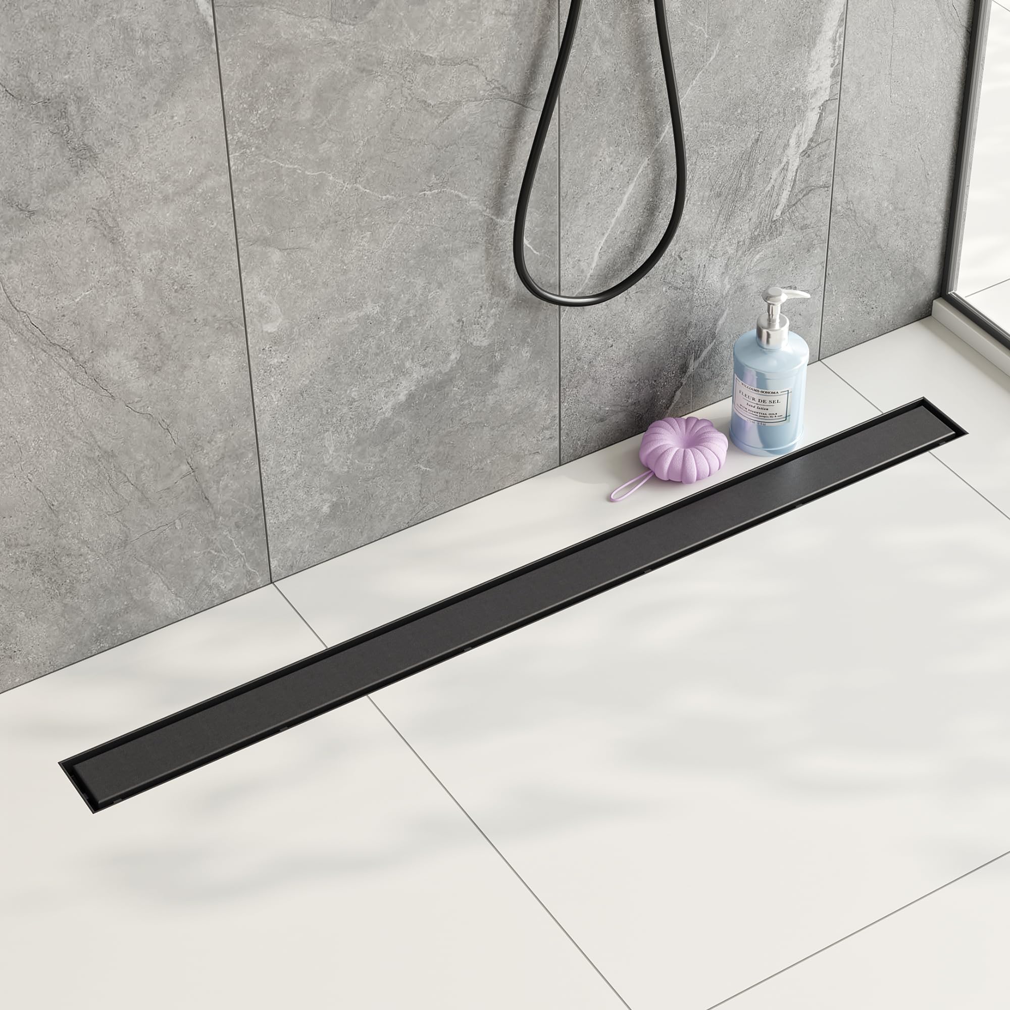 Neodrain 36" Matte Black Linear Shower Drain,2-in-1 Flat&amp; Tile Insert Cover