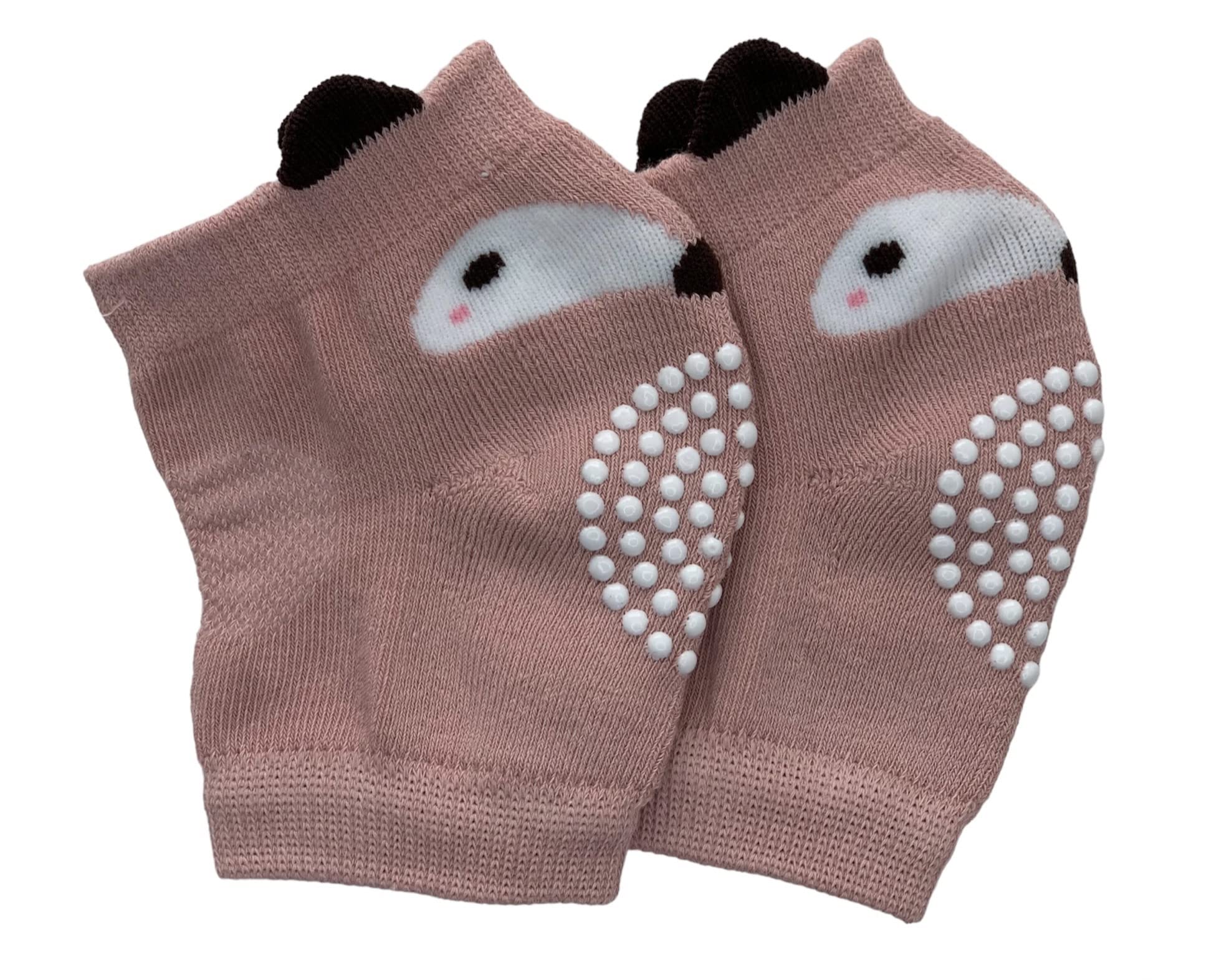 Baby Crawling Pads Anti-Slip Knee Protect Baby’s Knee for Crawling (1 Pair Pink Fox)