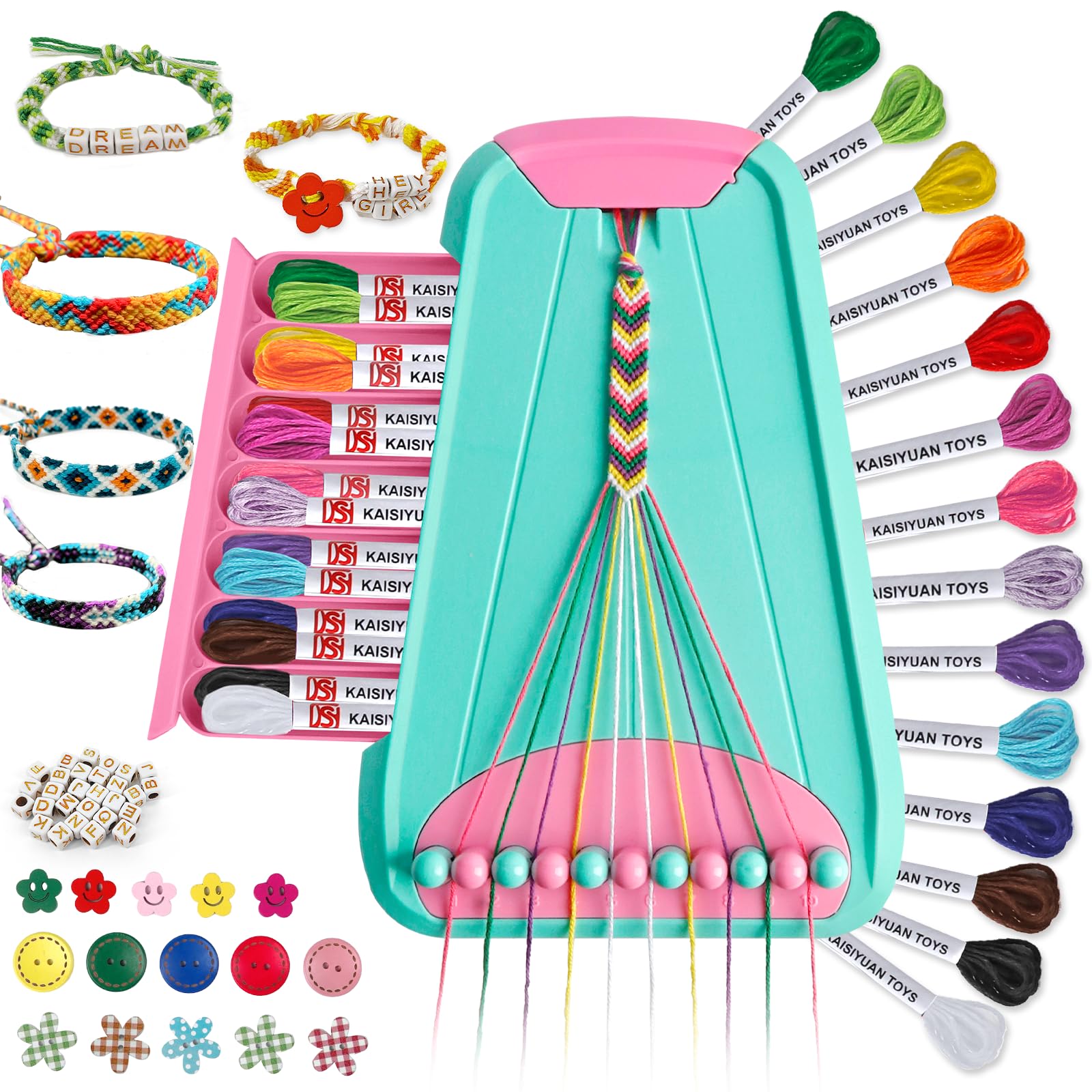 Arti e mestieri per bambini dai 8 ai 12 anni,kit per la realizzazione di braccialetti dell'amicizia per ragazze,kit per la creazione di gioielli,regali di Natale per bambini (azzurro chiaro/rosa)
