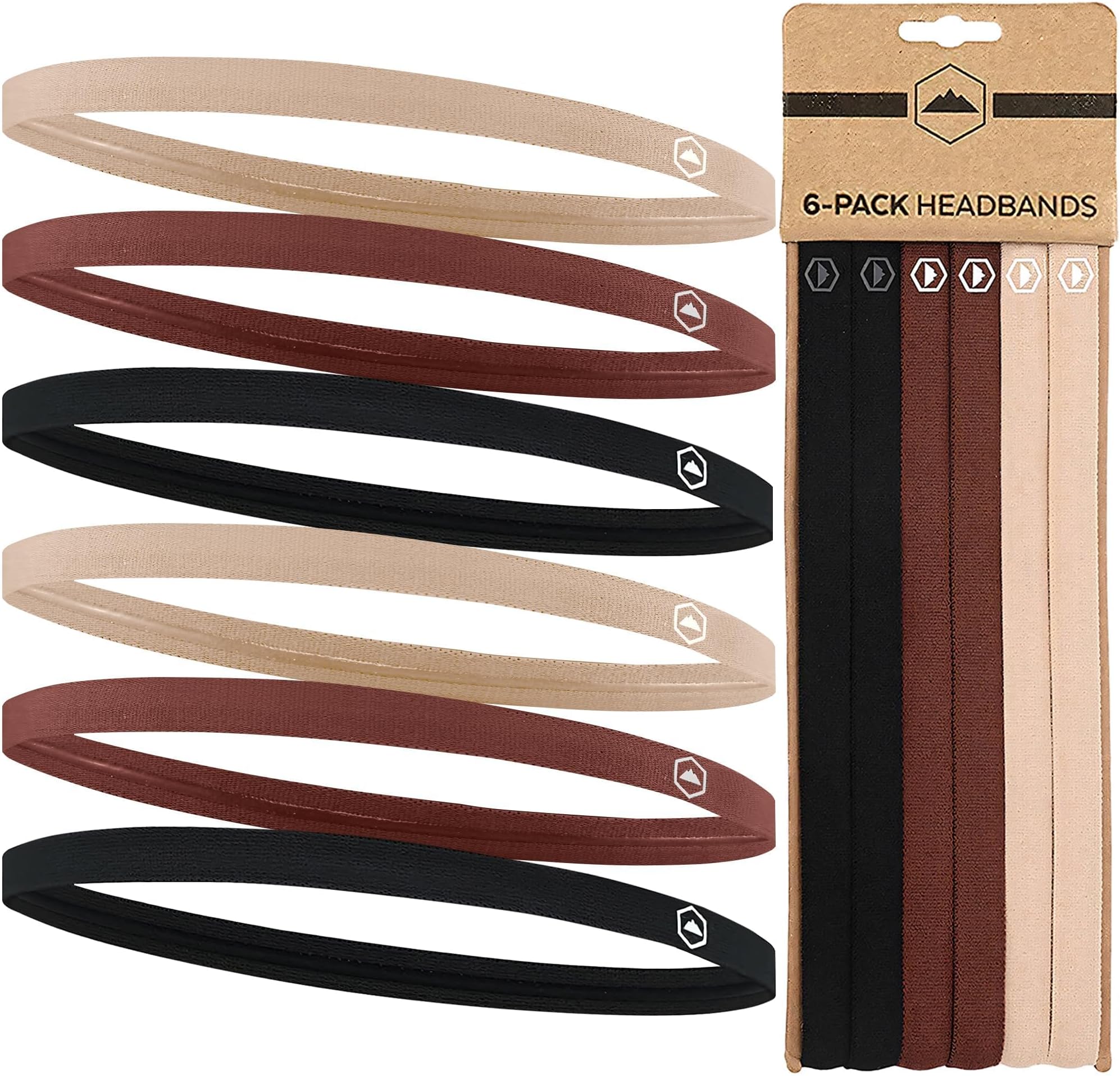 Tough Headwear Thin Elastic Headbands - Sports Headbands for Women & Men - Mens Workout Headband - Running or Soccer Headband