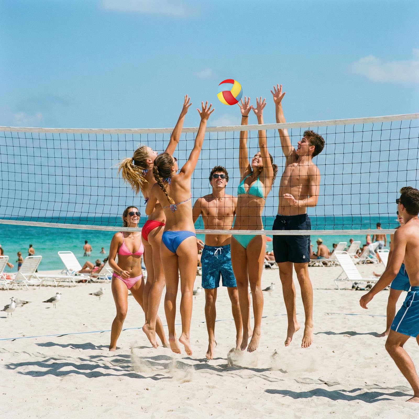Beach Volley Reticulate Ø 21 cm Pallone da Spiaggia Palla da Beach Volley Softy Volleyball Pallone Pallavolo per Interni e Esterni, Spiaggia, Giardino(Blu, Verde, Rosa)