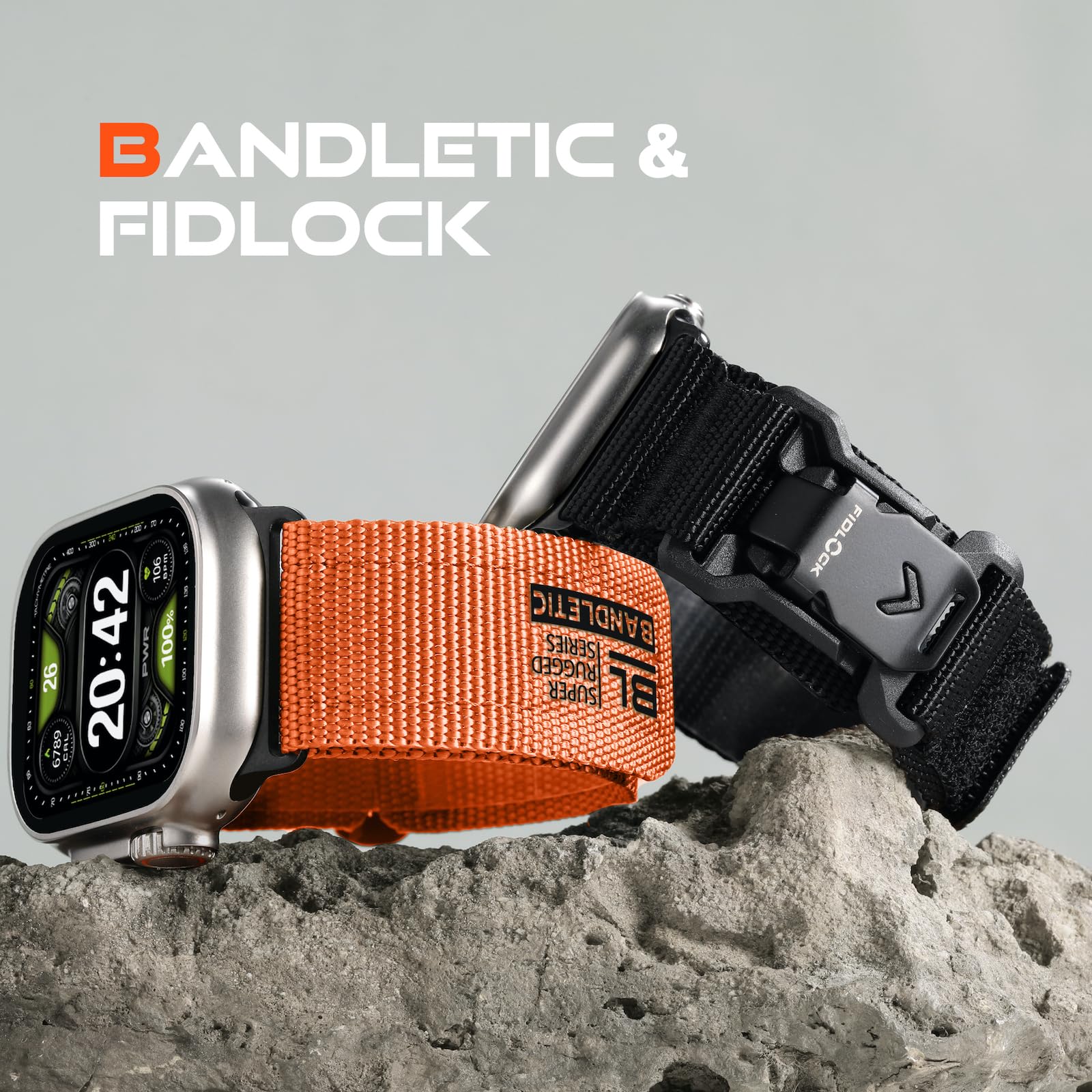 Bandletic Correa de Nailon Compatible con Apple Watch Ultra 2/Ultra 3