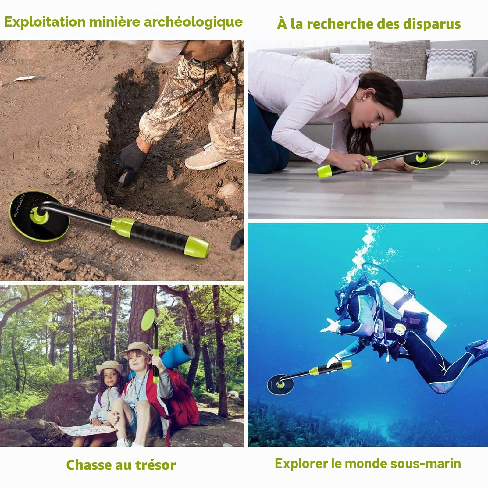 Détecteur de métaux - Détecteur de métaux sous-marin portable, détecteur de pointeur étanche à induction d'impulsions