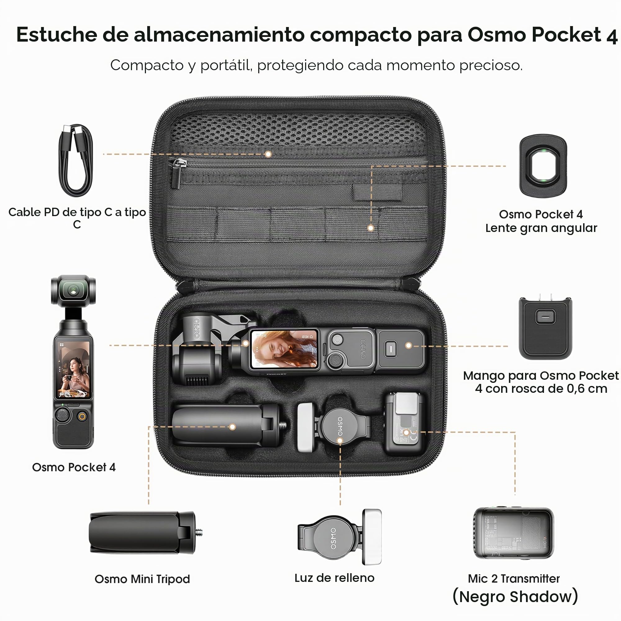 STARTRC PHOTO Bolsa para dji Osmo Pocket 4, Estuche Protector PU Portátil para dji Pocket 4 Creator Combo Accesorio, Ideal para Vlogging, Viajes y Filmación Outdoor