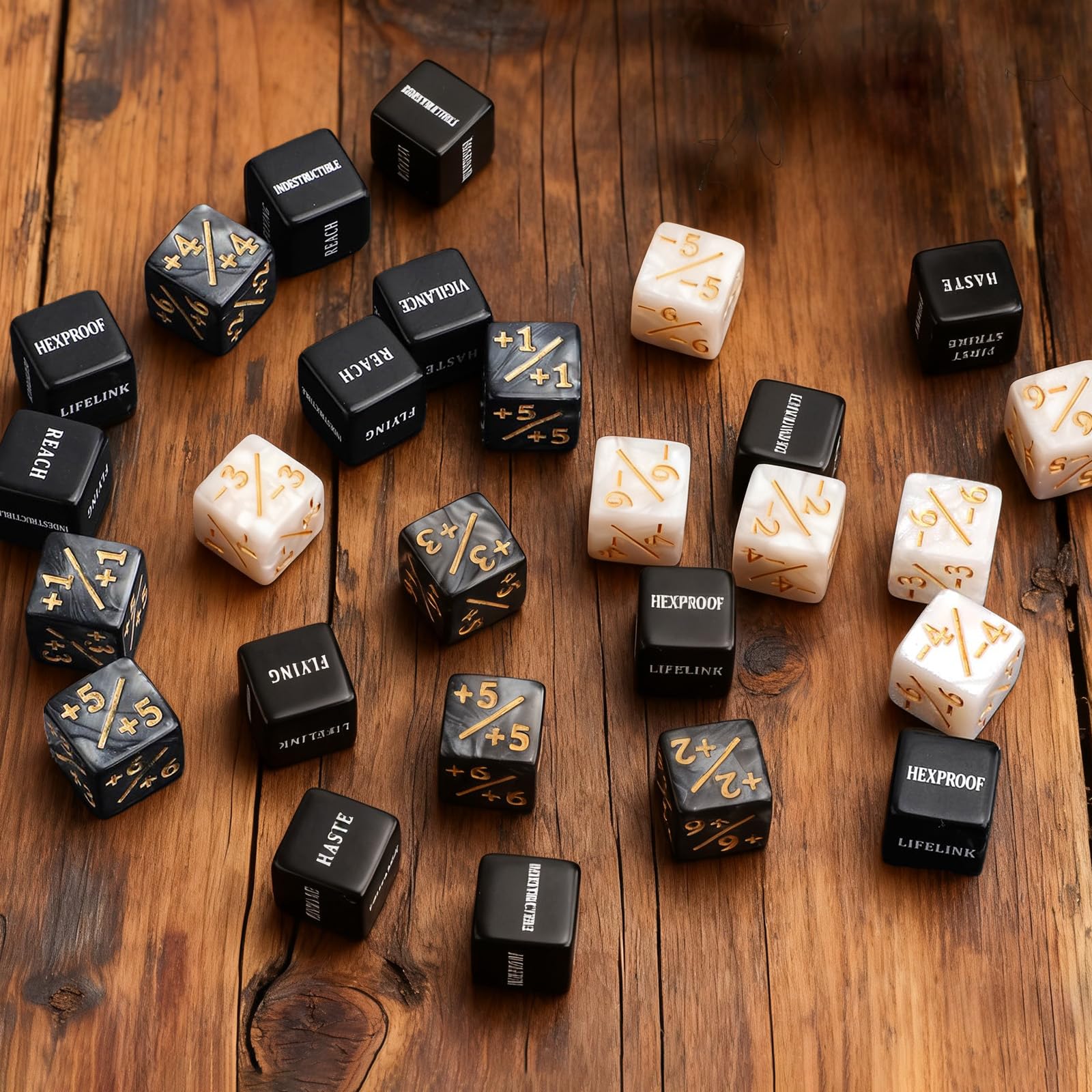 48 Pcs Ability Keyword Counter Dice Set, Acrylic Tokens Dice with Velvet Bag for MTG TCG Board Games - Image 4