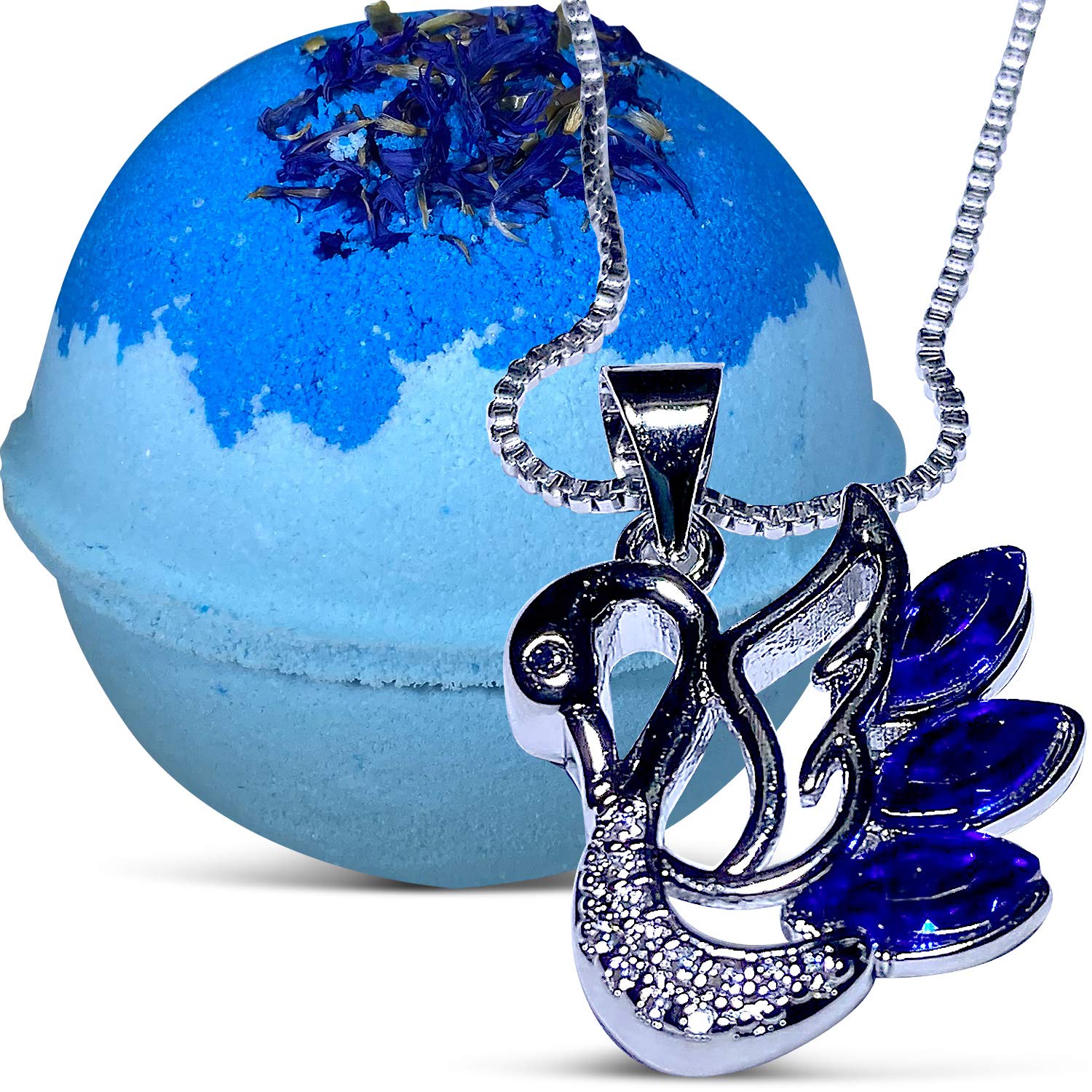 Bath Bomb with Surprise Bear Necklace Inside - Skin Moisturizing Natural Ingredients Safe for Kids - Bath Bomb with Bear Jewelry Inside for Women: Swan Lake