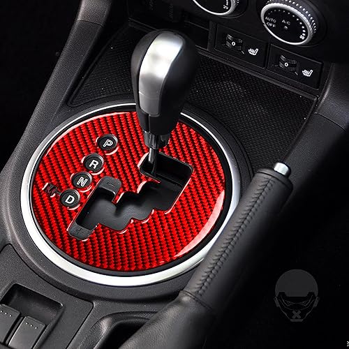 Miniatura 9 de 2 unidades, color rojo real, fibra de carbono, suave, consola central, cambio de marchas, marco de círculo externo, calcomanías de decoración para