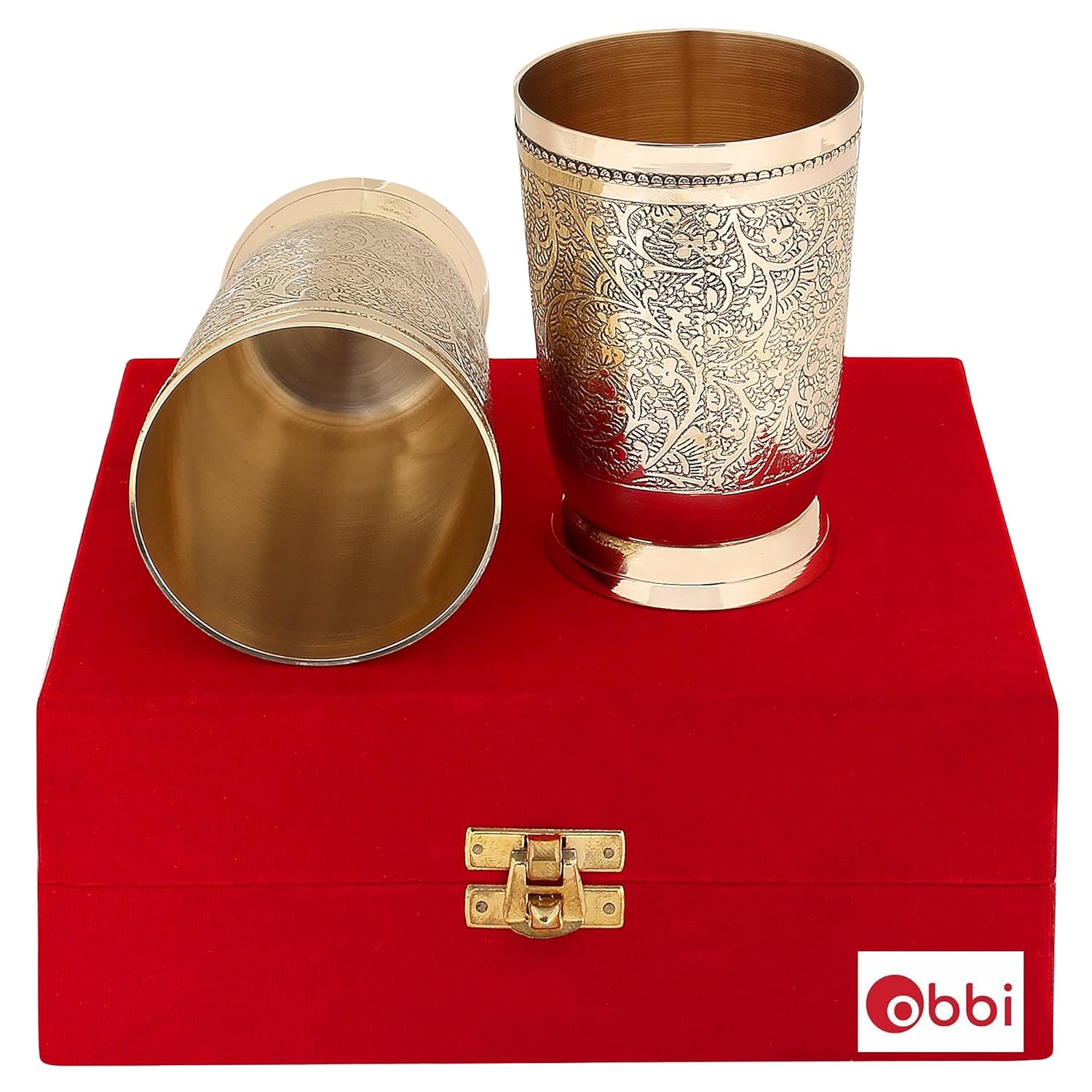 Buy obbi Pure Brass Glass Gift Box for Return Gift, Personal use 250 ml