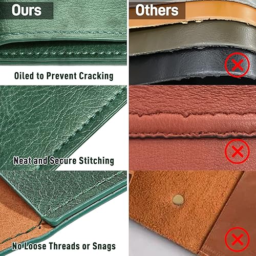 Miniatura 4 de Carpetas de archivos de piel sintética A4 verde para documentos, importante organizador de archivos privado con cierre de cuerda, funda para laptop,