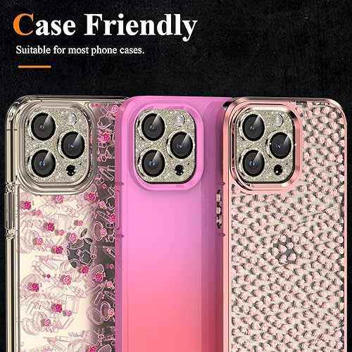 Miniatura 5 de YWXTW Protector de lente de cámara para iPhone 14 ProiPhone 14 Pro Max, 4 generación de diseño brillante Anillo de metal con diamante brillante con