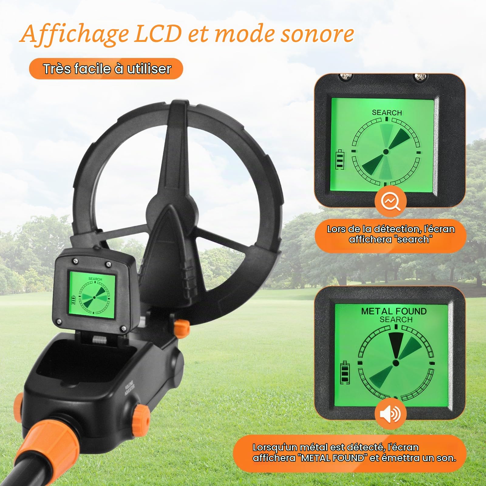 Sunowl Detecteur Metaux Enfant, Detecteur de Metaux Enfant avec écran LCD et Sonore, Détecteurs de Métaux pour Enfants Haute Sensibilité avec Bobine de Recherche étanche