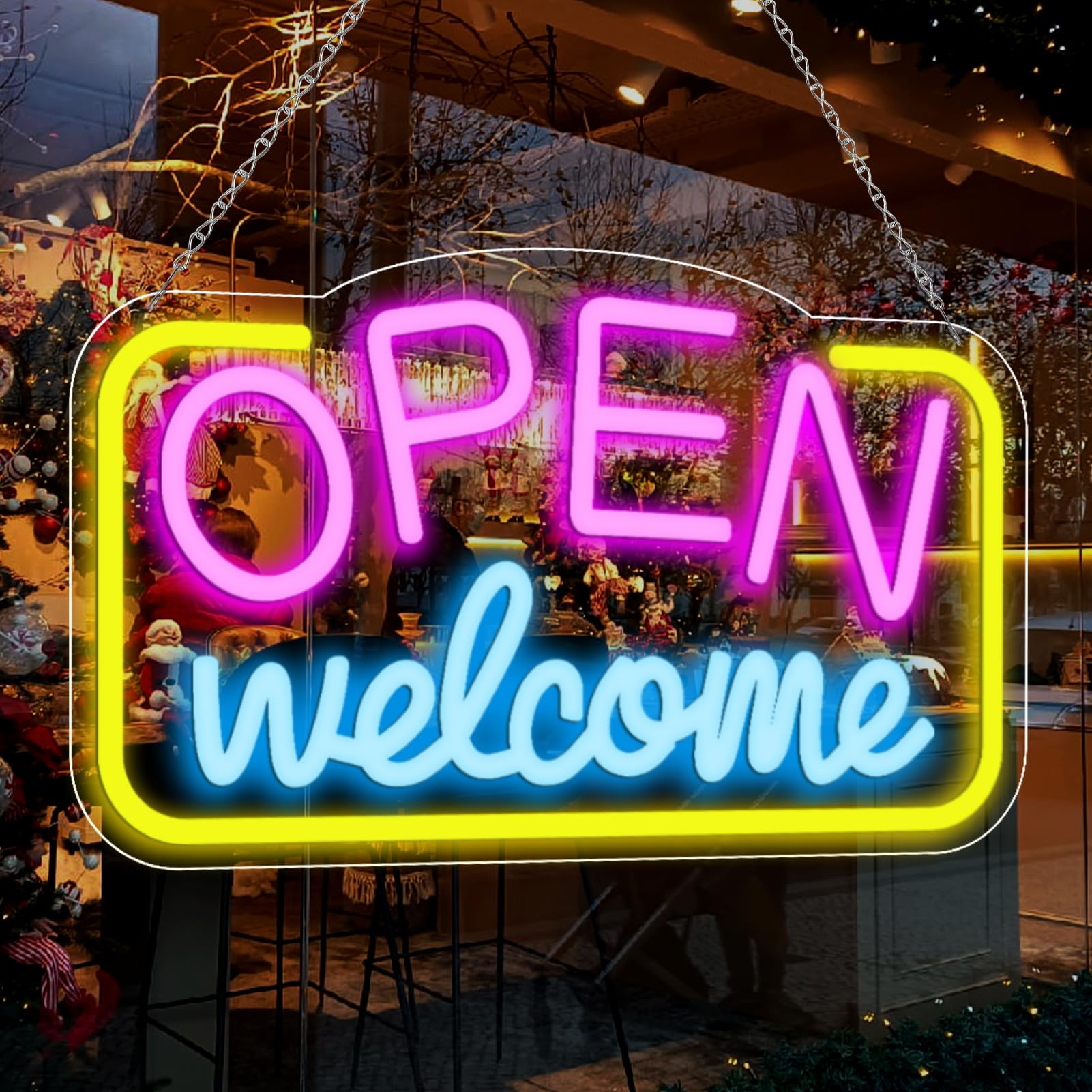 Open Signs for Business, 16"X 9" Bright LED Neon Open Sign Powered by USB with ON/OFF Switch, Adjustable Brightness Open Sign for Bars, Hotel, Stores,