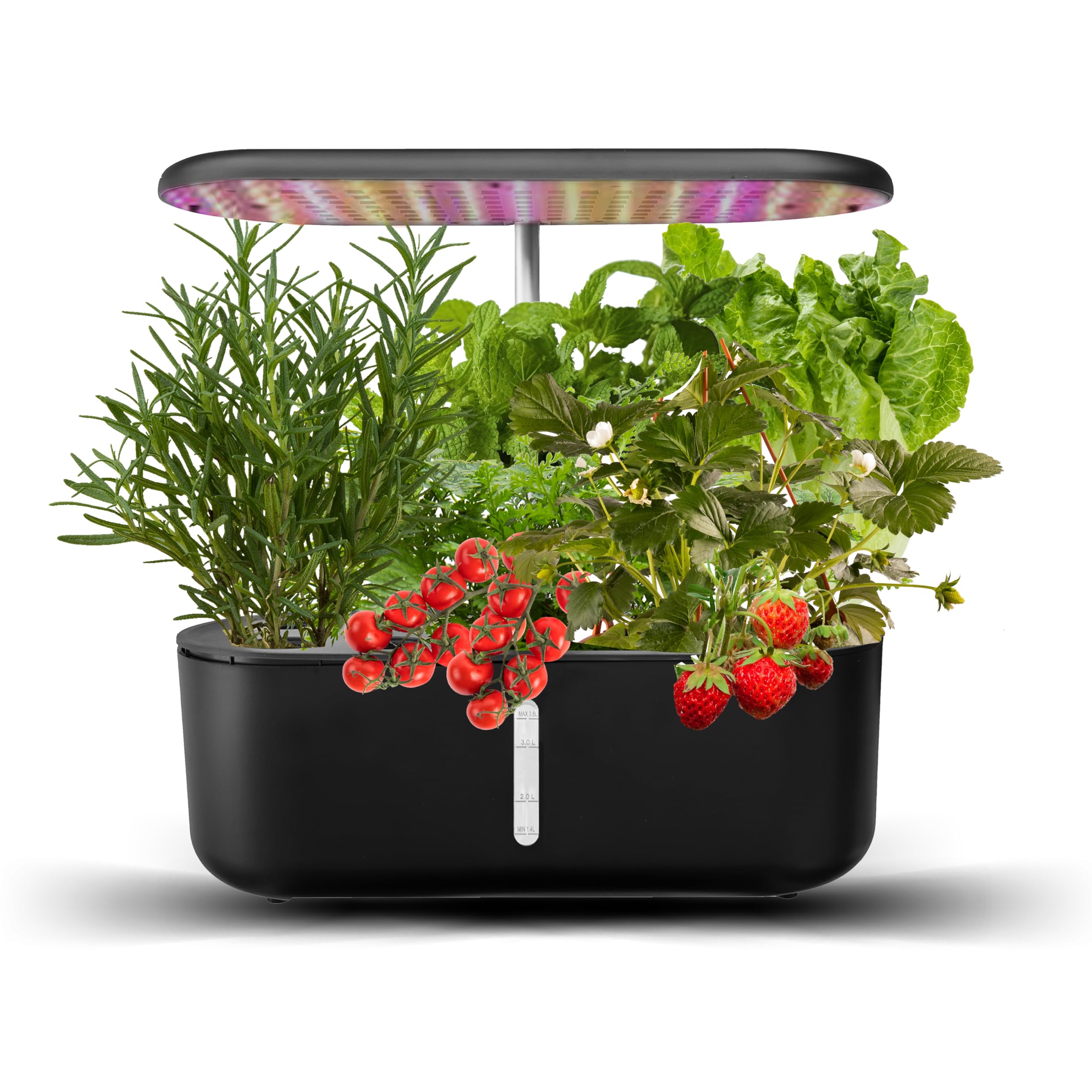 Indoor Garden Hydroponics Growing System 10 Pods Indoor Gardening System with LED Grow Light Height Adjustable Plants Germination Kit Herb Vegetable Fruit Flowers Planter Fresh Harvest Black