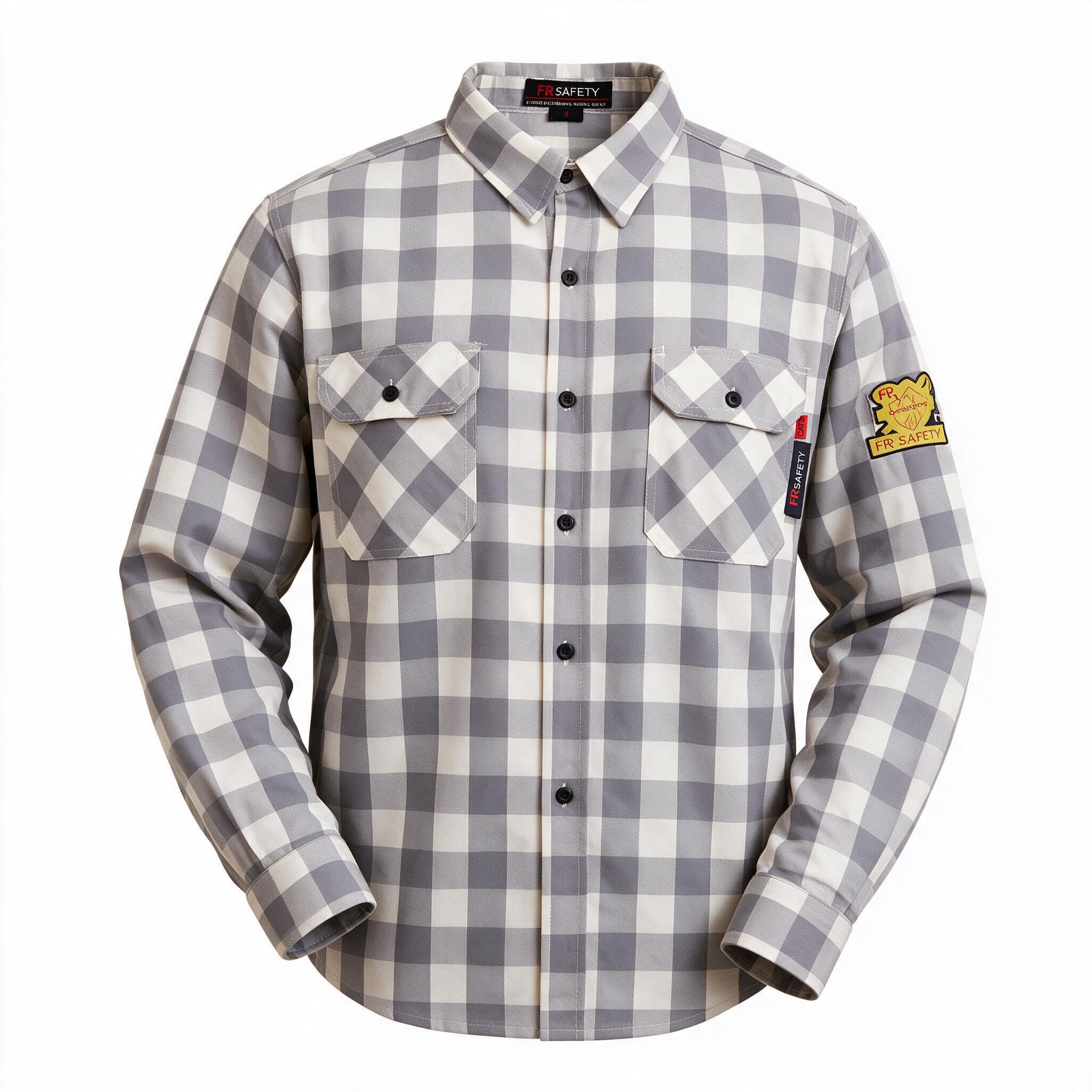 SRsafety Hi Vis FR Shirts for Men,7.0oz Long Sleeve FR Work Shirts,100% Cotton High Visibility Fire Shirt
