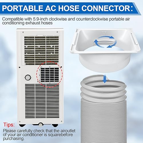 Miniatura 2 de Acoplador portátil de manguera de escape de aire acondicionado de 5.9 pulgadas, manguera de escape de CA portátil de 6 x 7 pulgadas, acoplador