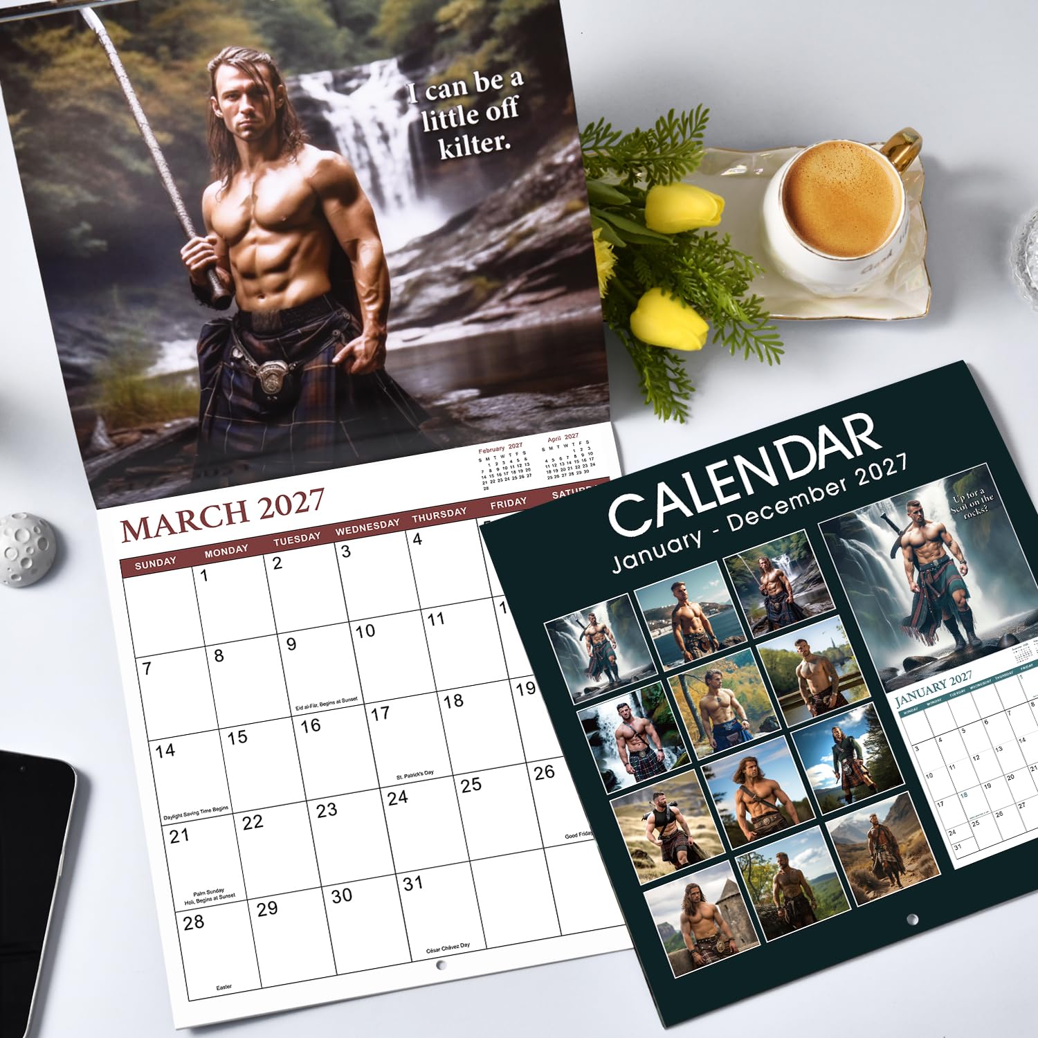 Kalender 2026 - Lustiger Kalender 2026 Wandkalender, 12-Monats-Wandkalender, Januar 2026 - Dez. 2026, 30,5 x 61 cm (offen), Kalender 2026 mit unlinierten Blöcken und dickem Papier