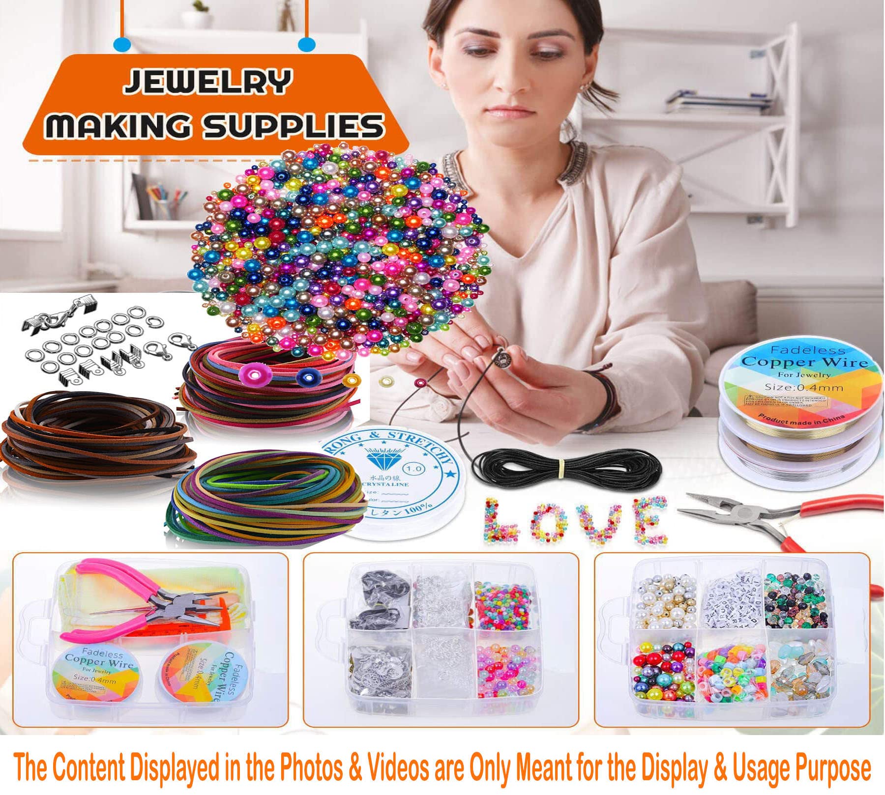 DIY Crafts 100x Pcs, Mix Items, Line Pearl Beads, Artificial Beads Garland, Plastic Pearl String Mixed Items for Crafts (Color Random Lot) Jewellery Accessories Home Decorati(100x Pcs, Mix Items) 4