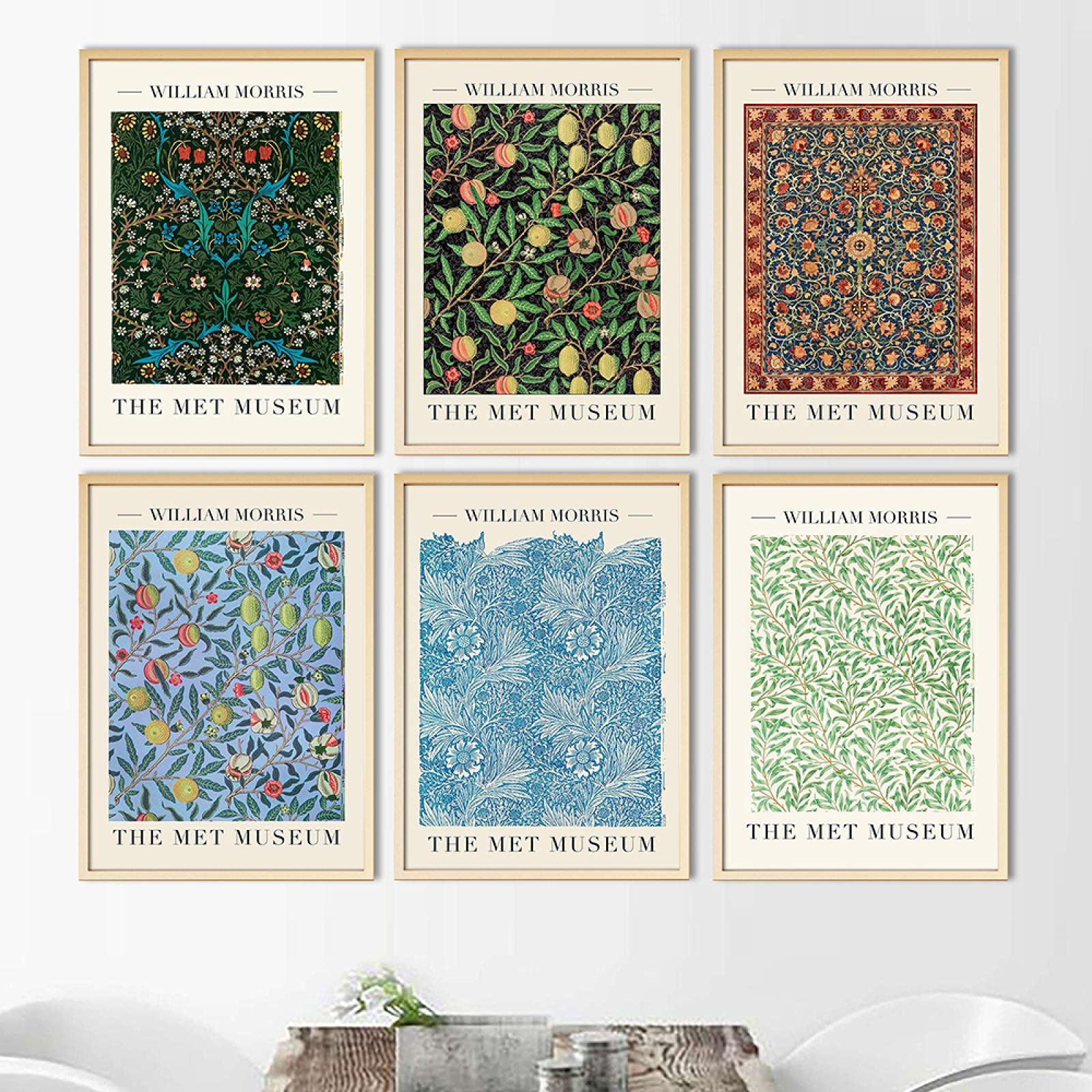 William Morris Stampa su Tela Blue Marigold Exhibition Poster London Underground Art Nouveau Pittura Decorazione Della Parete Stampe su Tela 50x70 cm-6 pz Senza Cornice