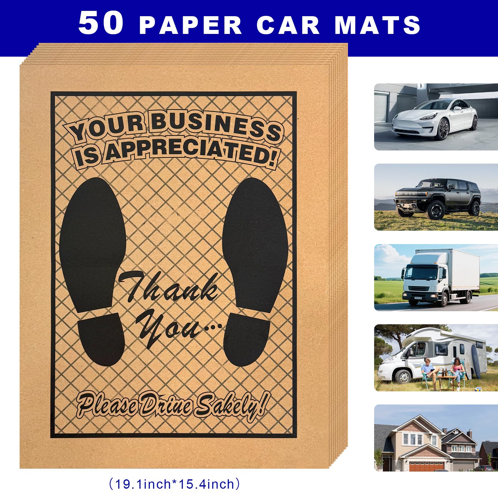 50 PCS Car Paper Floor Mats 19 1 x 15 4 Disposable Automotive Floor Protective Cover Temporary Foot — view 2