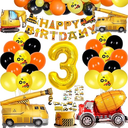 Miniatura 7 de Suministros de fiesta de cumpleaños de construcción de 2 años de edad, globos de construcción, kit de guirnalda de globos para decoración de fiesta