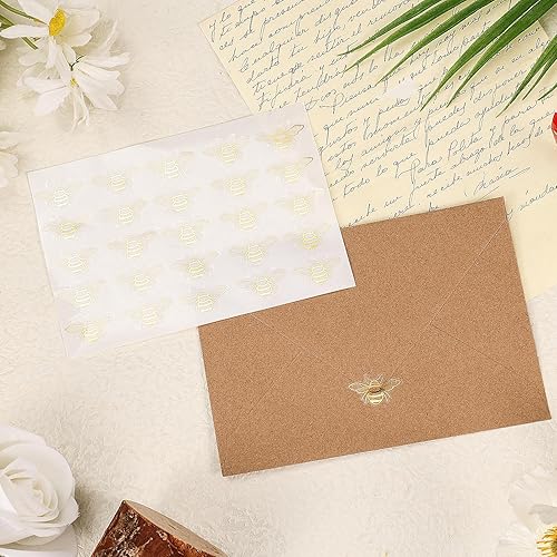 Miniatura 5 de 750 calcomanías de abejorro  Calcomanías de sello de abejas de papel dorado  Suministros de envoltura para tarjetas de felicitación de cumpleaños