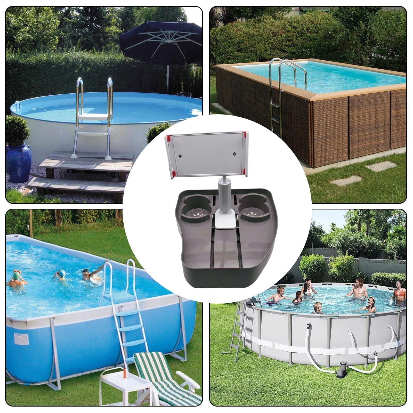 Bandeja de teléfono impermeable para piscina, bandeja de baño, antideslizante, soporte de spa, base estable para playa, balcón, baño, ideal para relajación y comodidad