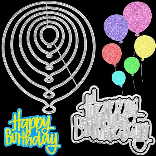 Miniatura 1 de Paquete de 2 plantillas de troqueles de corte de metal para cumpleaños, manualidades, manualidades, álbumes de recortes, troqueles de troqueles de