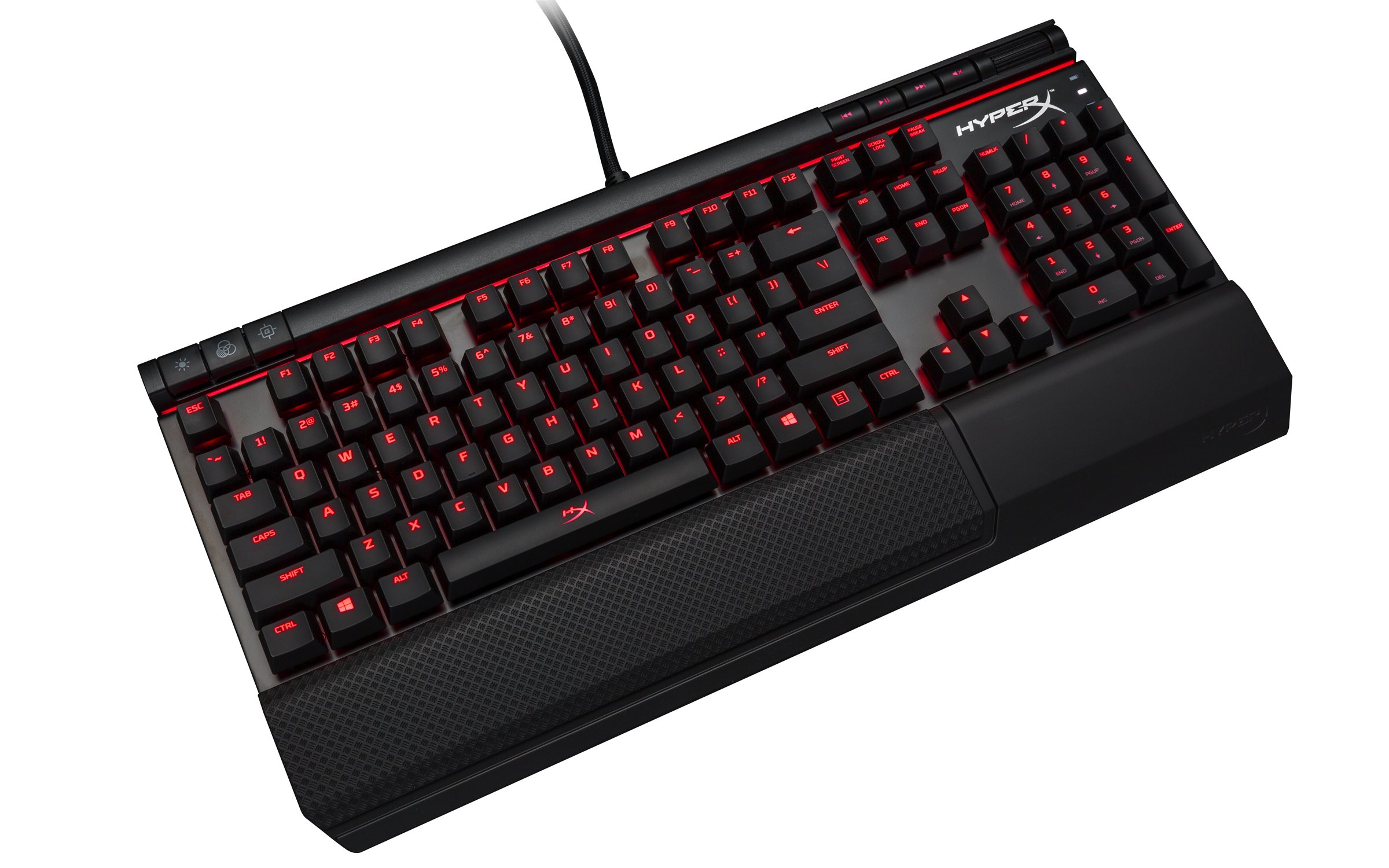 HyperX Alloy Elite - Mechanical Gaming Keyboard - Radiant Light Bar - Wrist Rest & Gaming Keycaps Included - Media Controls - Clicky - Cherry MX Blue - Red LED Backlit (HX-KB2BL1-US/R1)
