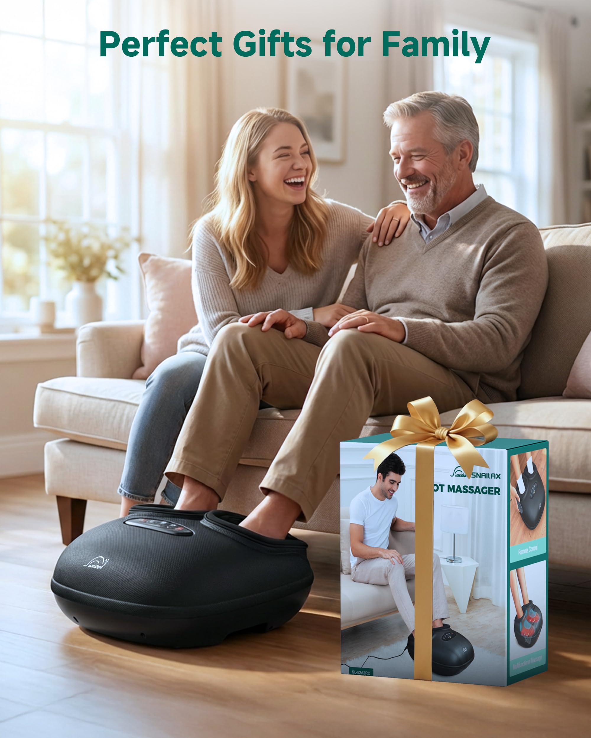 Snailax Shiatsu Fußmassagegerät mit Wärme für Plantarfasziitis Neuropathie, Elektrisches Fussmassagegerät mit 4D tiefen Kneten | Rollen | Kompression | Vibration, Bis Schuhgröße 47, Geschenke