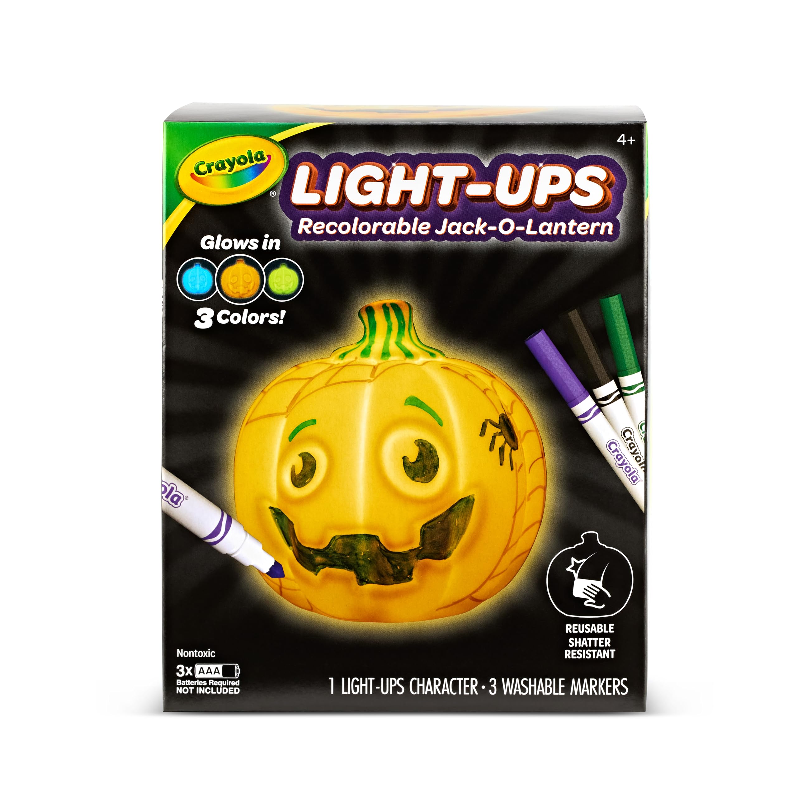 Crayola Light-Ups - Jack-O-Lantern, Reusable Light Up Pumpkin Toy, Halloween Craft, Cute Glow in The Dark Decor & Night Light, Halloween Toy, Ages 4,