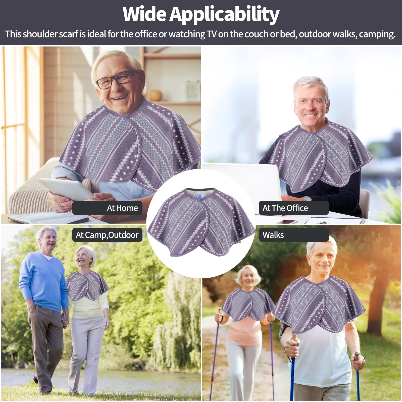 Capa de mantón para hombros cálidos, almohadilla de calor para el cuello lavable Mantilla de hombro de felpa de doble cara para el invierno