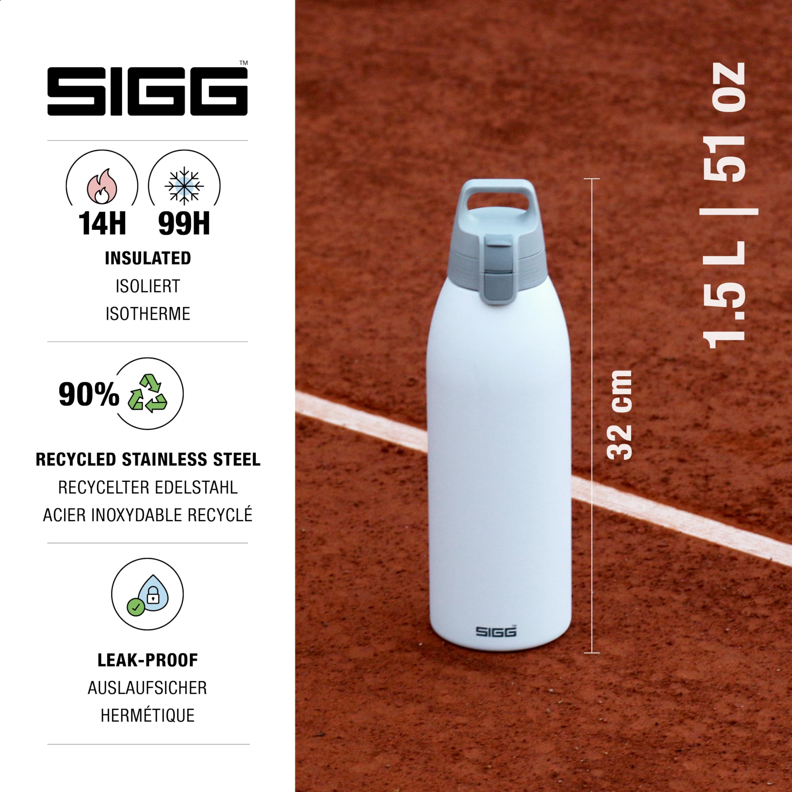Sigg, Insulated Water Bottle, Shield Therm White- Suitable For Carbonated Beverages, Leakproof, Dishwasher Safe, BPA Free - Image 2