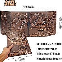 Vista 3 de DND DM Screen 5e, D&D Dungeon Master - Pantalla 3D de piel sintética de 4 paneles con inserciones personalizables, accesorios de rol GM de Calabozos
