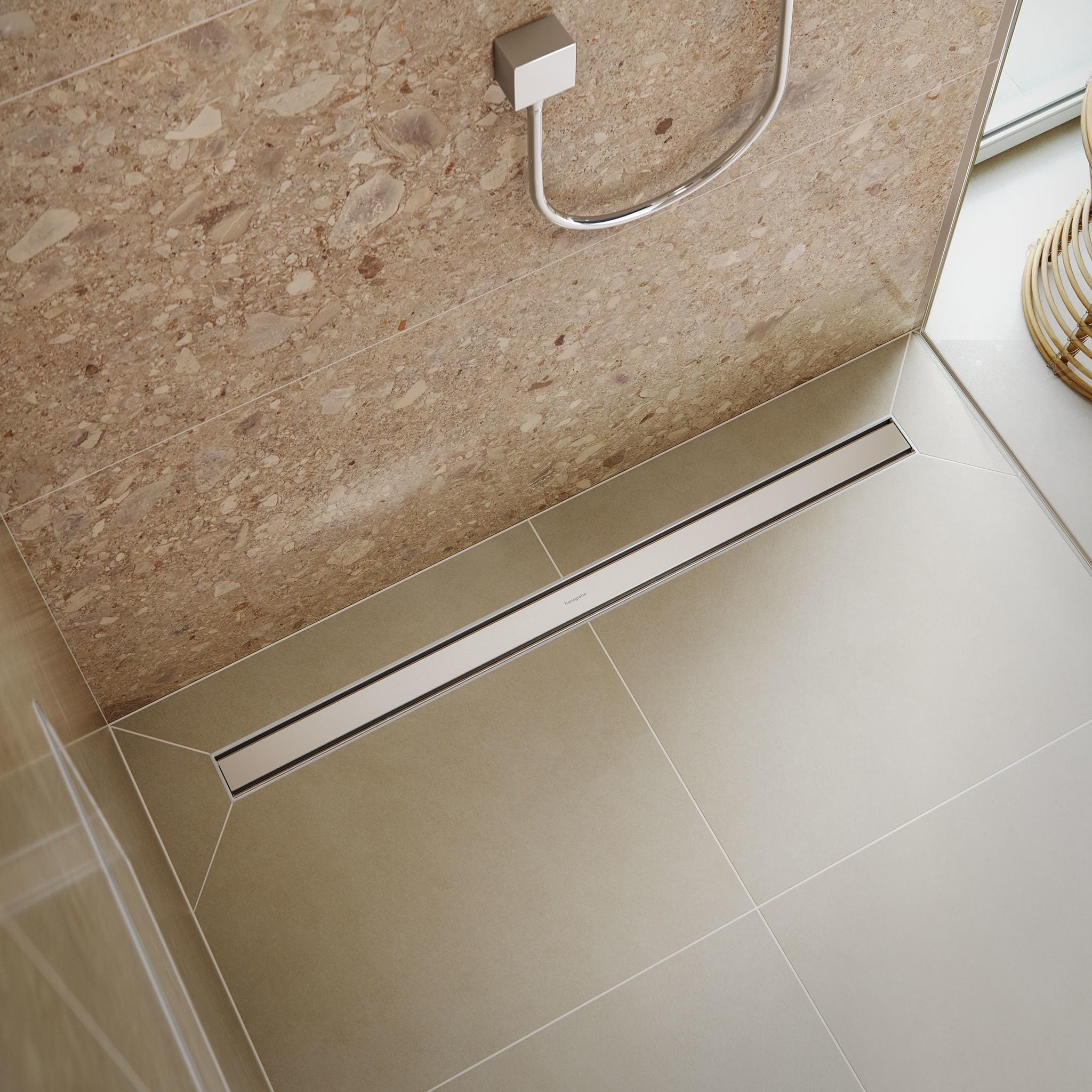 hansgrohe RainDrain Original - Caniveau de douche linéaire 1200mm, Siphon de sol, Acier inoxydable brossé, 56201800