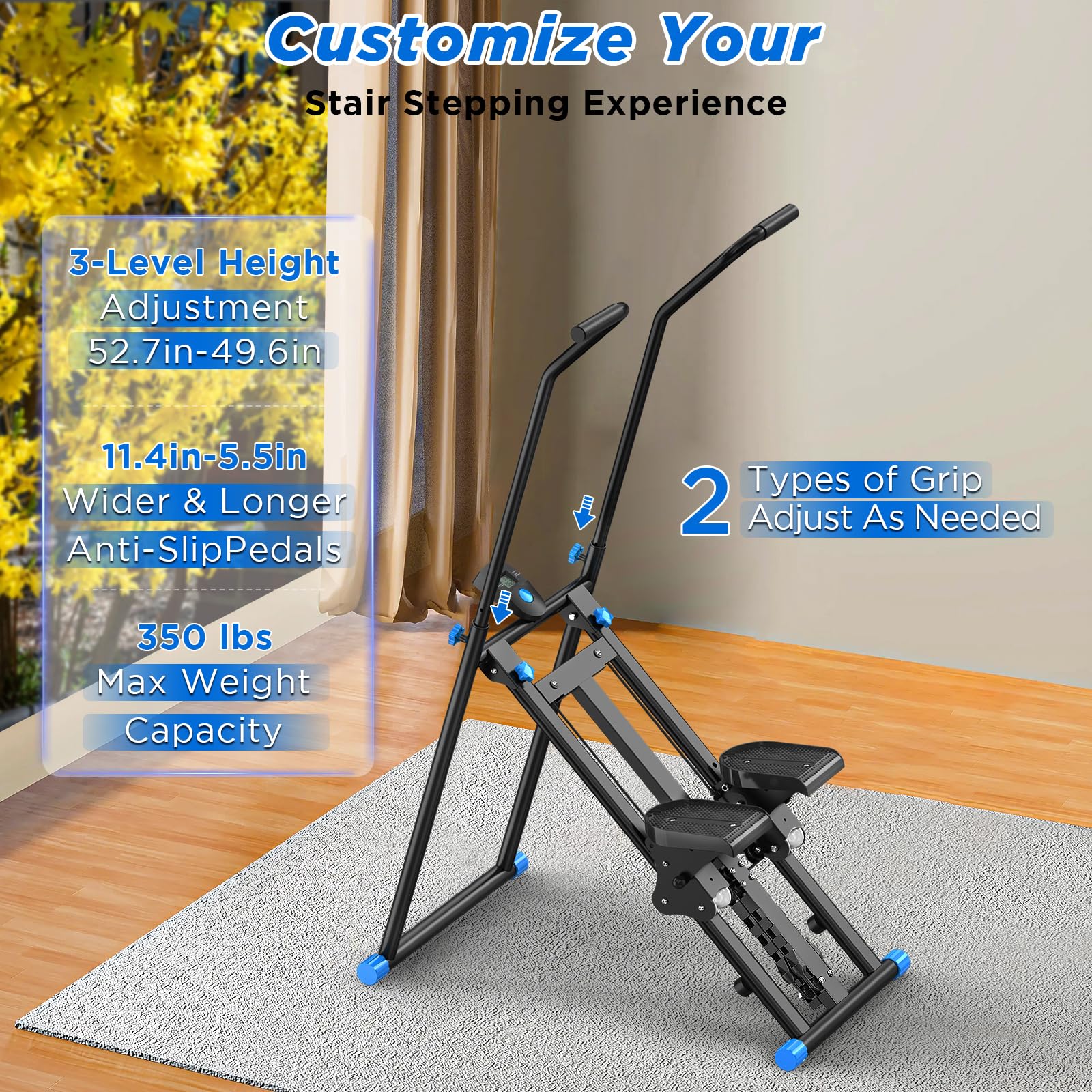 Stepper per esercizi in palestra a casa, Stair Master pieghevole, macchina per arrampicata verticale per allenamento completo del corpo con capacità di 300 libbre