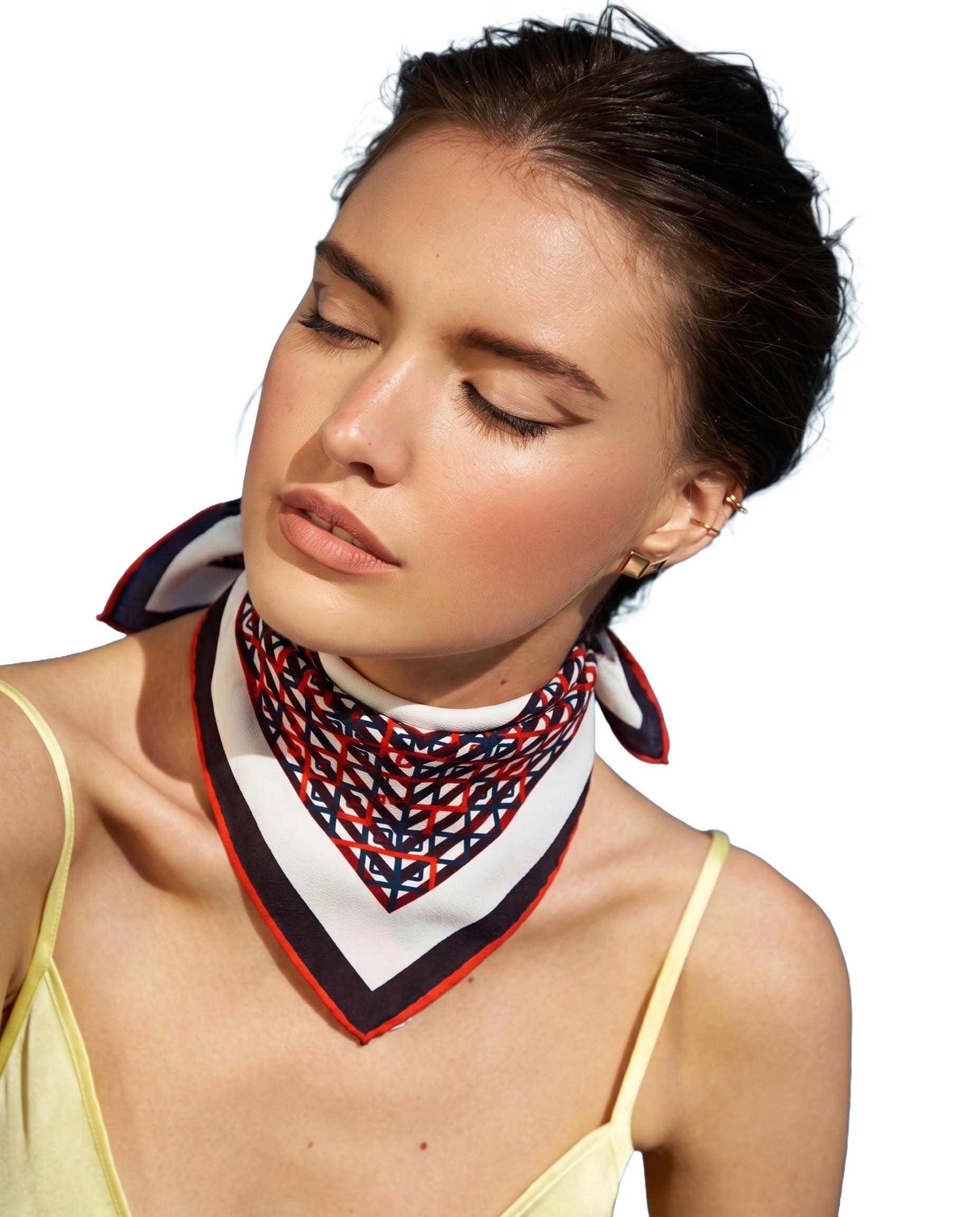 Geometric Printed Bandana Scarf for Women & Men | 50 x 50 cm Square Hair & Neck Scarf | 100% Fine Polyester American Crepe | Soft Lightweight Head Wrap & Fashion Accessory-picture-42