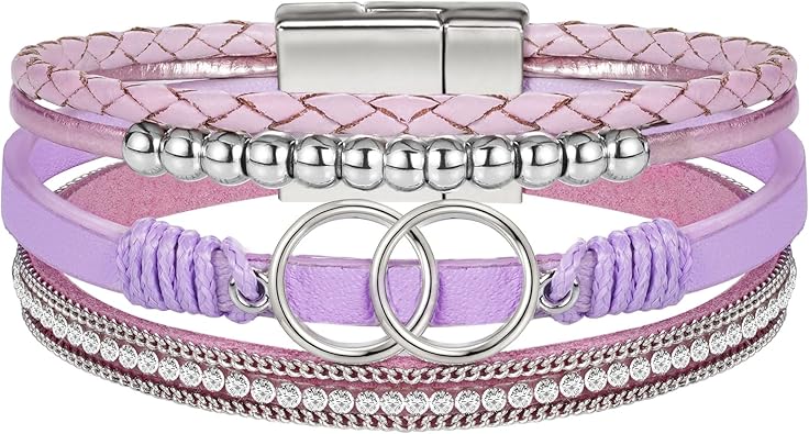Btysun Bracelets for Women,Stocking Stuffers for Teens Birthday Gifts for Mom Inspirational Gift for Women Mother's Day Daughter Wrap Bracelet Sister Friend Teen Girl Gifts Leather Layered Jewelry Valentines Gift for Her