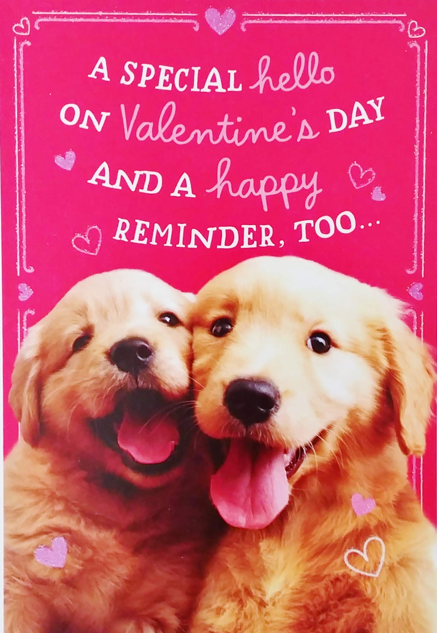Greeting Card A Special Hello On Valentine's Day with Golden Retriever Labrador Puppy Dogs