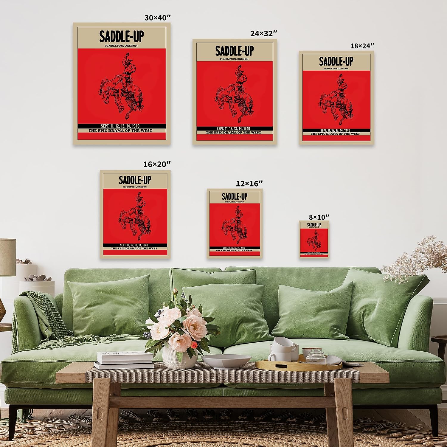 Poster Master Rodeo Canvas - Retro Round-Up Print - Oregon Art - Gift for Men, Cowboy, Animal Lover - Decor for Office, Bedroom, Living Room - 8x10 STRETCHED Canvas