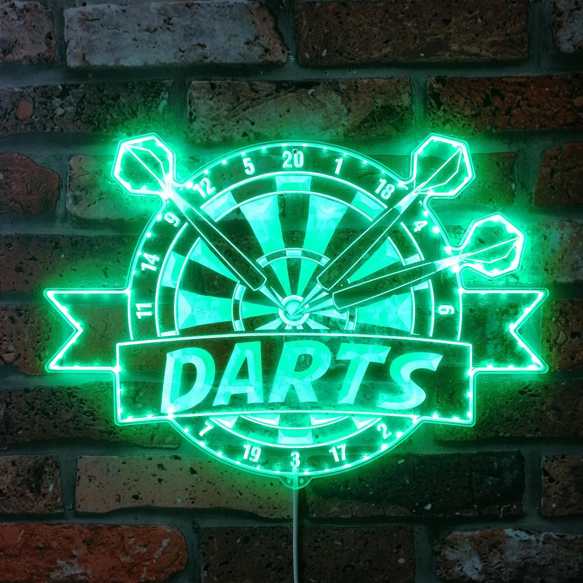 ADVPRO Darts Bar Cafe Pub Game Room RGB Dynamic Glam LED Znak - Wycięty kształt - Inteligentna dekoracja ścienna 3D - Wielokolorowe dynamiczne oznakowanie st06s22-fnd-i0299-c