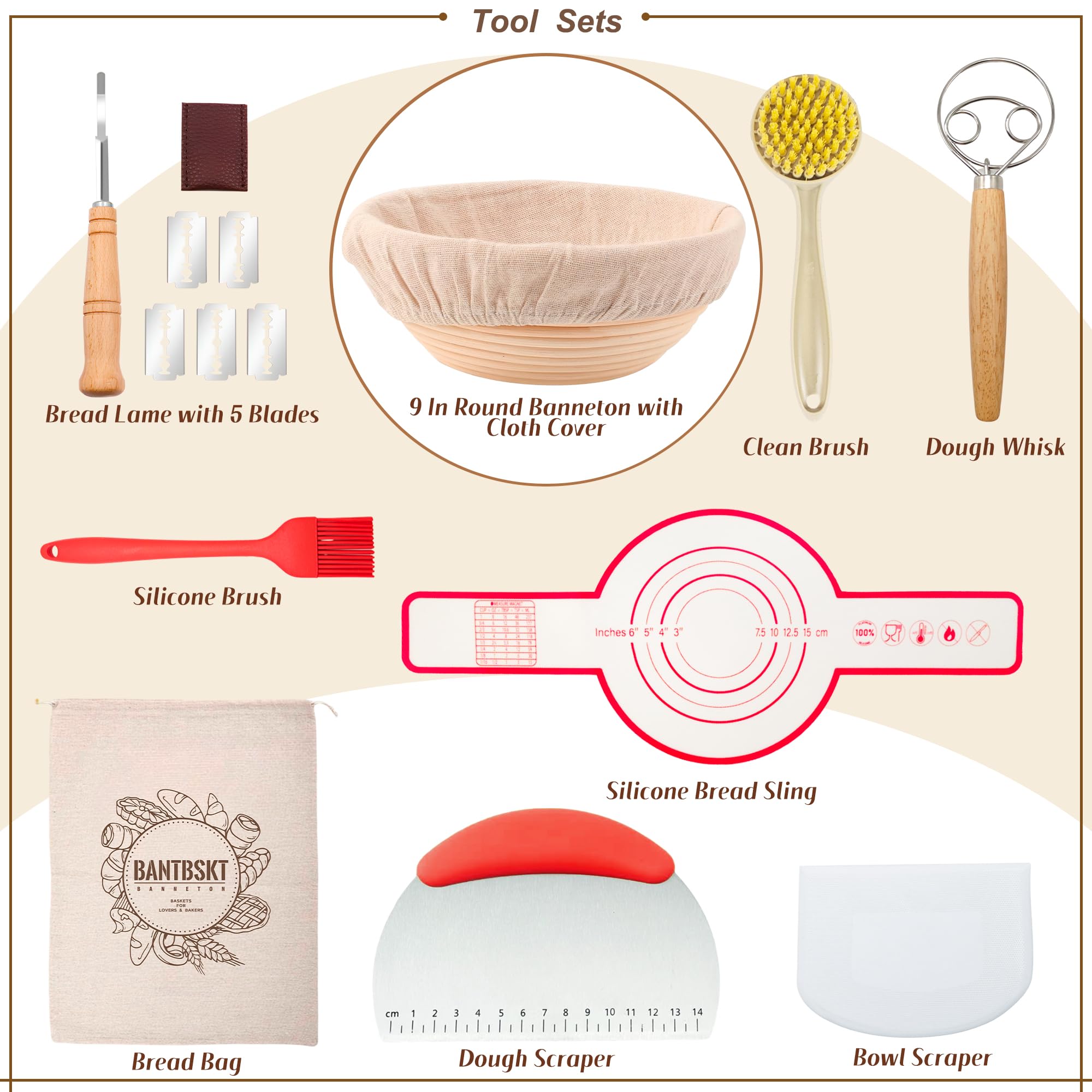 Sourdough Bread Baking Supplies, Sourdough Starter Kit, 9