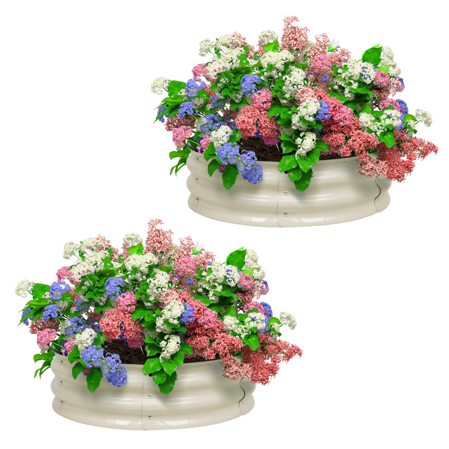 BPS Metal Raised Garden Bed, 2-Pack 2.5FT Diameter Galvanized Planter Raised Garden Boxes for Flower Planters, Vegetables Herb