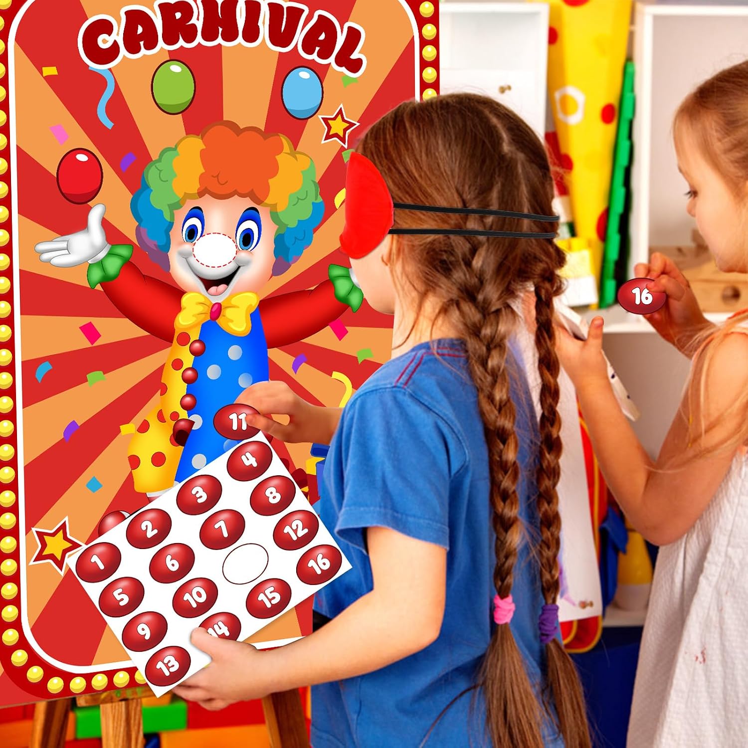 Hxezoc Circus Party Games, Pin The Noses on The Clown With 32 Pcs Nose Stickers, Large Carnival Clown Games Poster for Kids Birthday Party School Classroom Carnival Party Supplies image 5